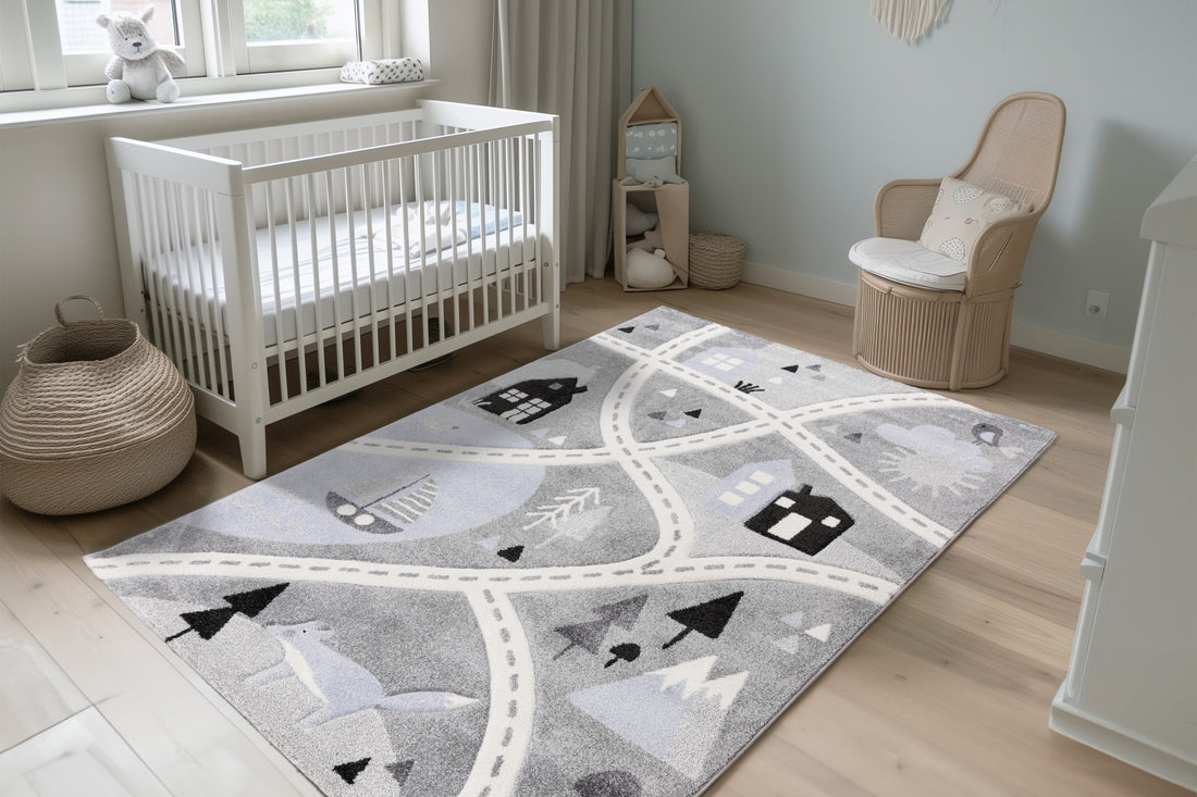 Lastenmatto Kylä 310 Harmaa 120 x 170 cm