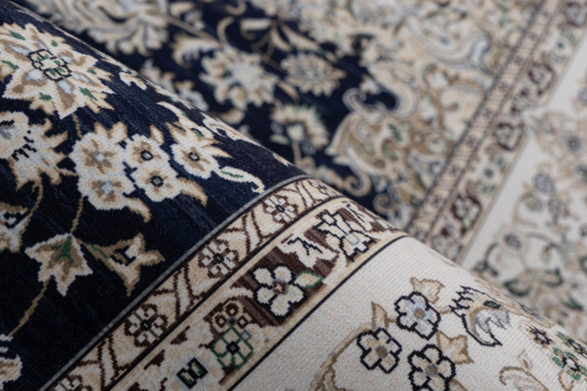 itämais tyylinen matto dunya 101 navy materiaali
