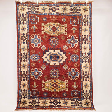 Käsinsolmittu itämainen villamatto Kazak Cella Rust 140 x 200 cm