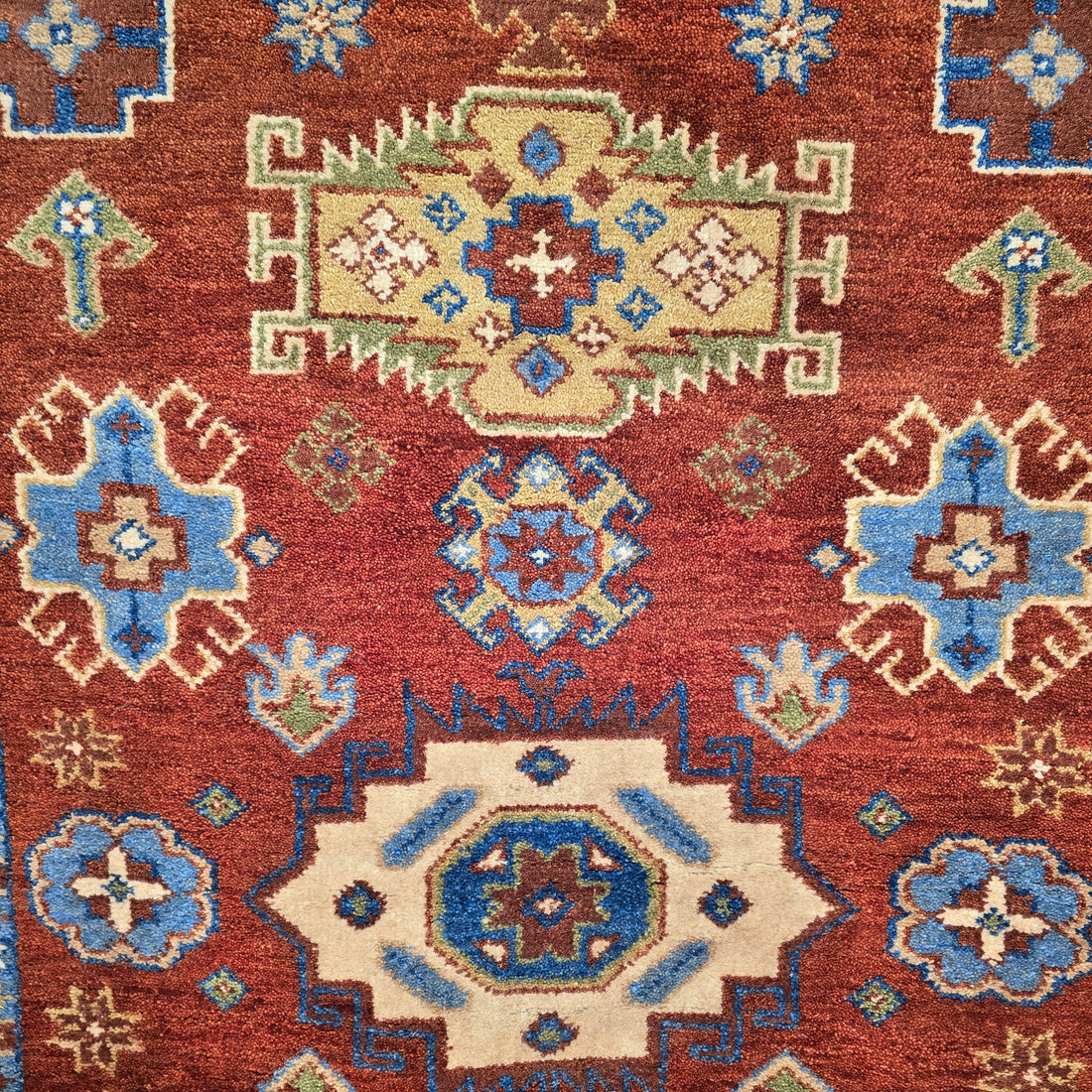 Käsinsolmittu itämainen villamatto Kazak Cella Rust 140 x 200 cm
