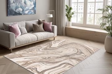 Sedef 401 160 x 230cm - Beige/Silver - Lyhytnukkainen Matto