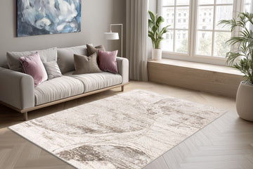 Sedef 403 160 x 230cm - Beige/Silver - Lyhytnukkainen Matto