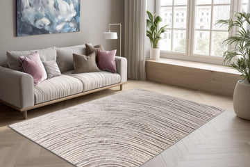 Sedef 404 160 x 230cm - Beige/Silver - Lyhytnukkainen Matto